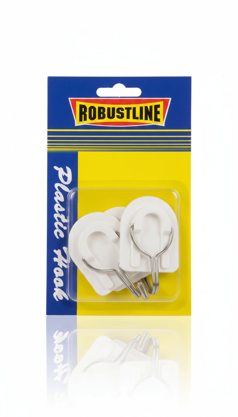 Robustline Plastic Adhesive Coat Hook – 3 Pieces Set 87539 Premium Hardware for Door Cabinet Window Furniture and Interior Use
